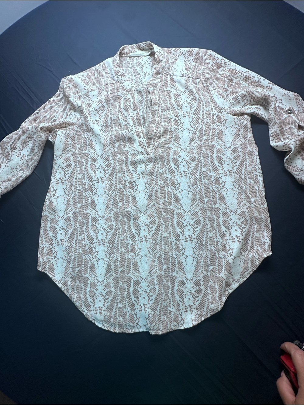 Lush Snake Print Long Sleeve Tunic - Cream & Brown